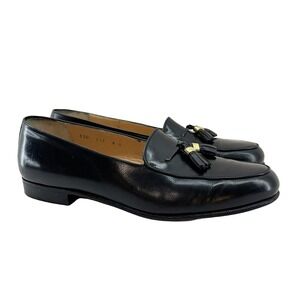 SALVATORE FERRAGAMO Vintage Men's Tassel Loafers • 9 Narrow • black, gold